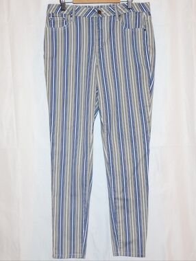 Needle & Cloth Vertical Striped Ankle Pants-Blue, Yellow, & White. Size 10